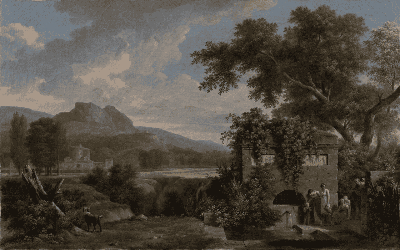 Classical Landscape with Figures Drinking by a Fountain — Pierre-Henri de Valenciennes