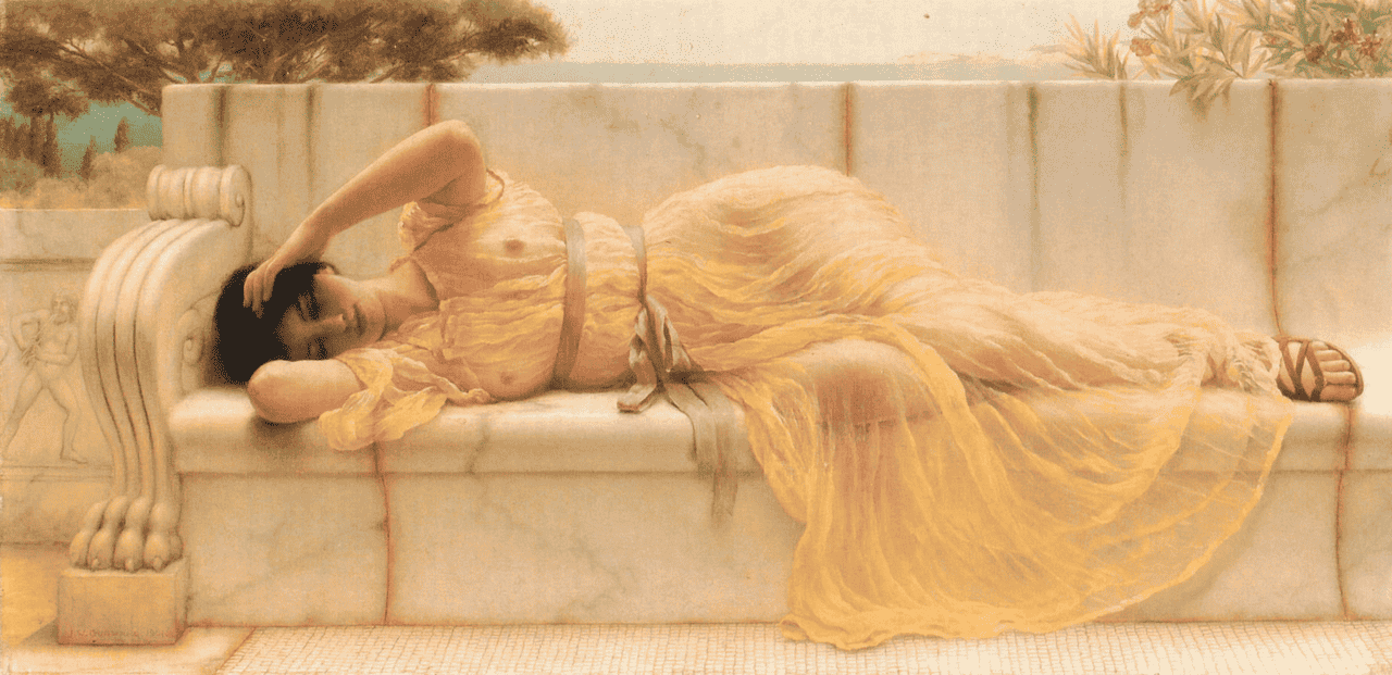 Girl in a yellow drape — John William Godward