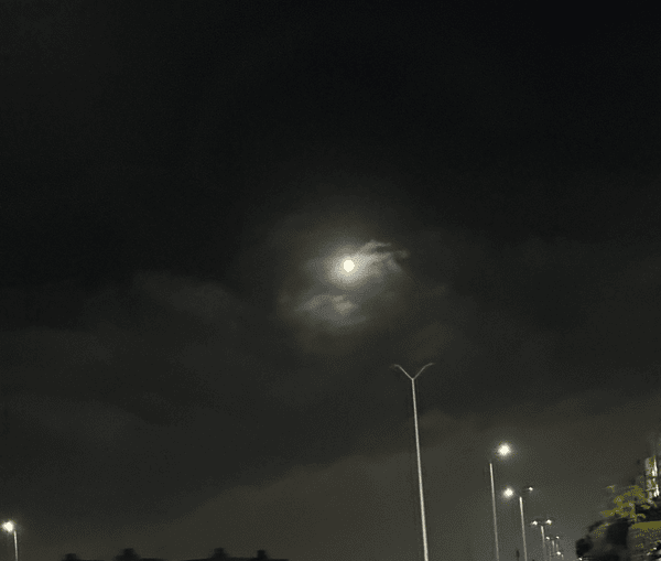 The night sky was beautiful, as well as the moon